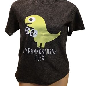 Kids Tyrannosaurus Flex Dinosaur Workout Shirt Short Sleeve Shirt Size 7-8 New